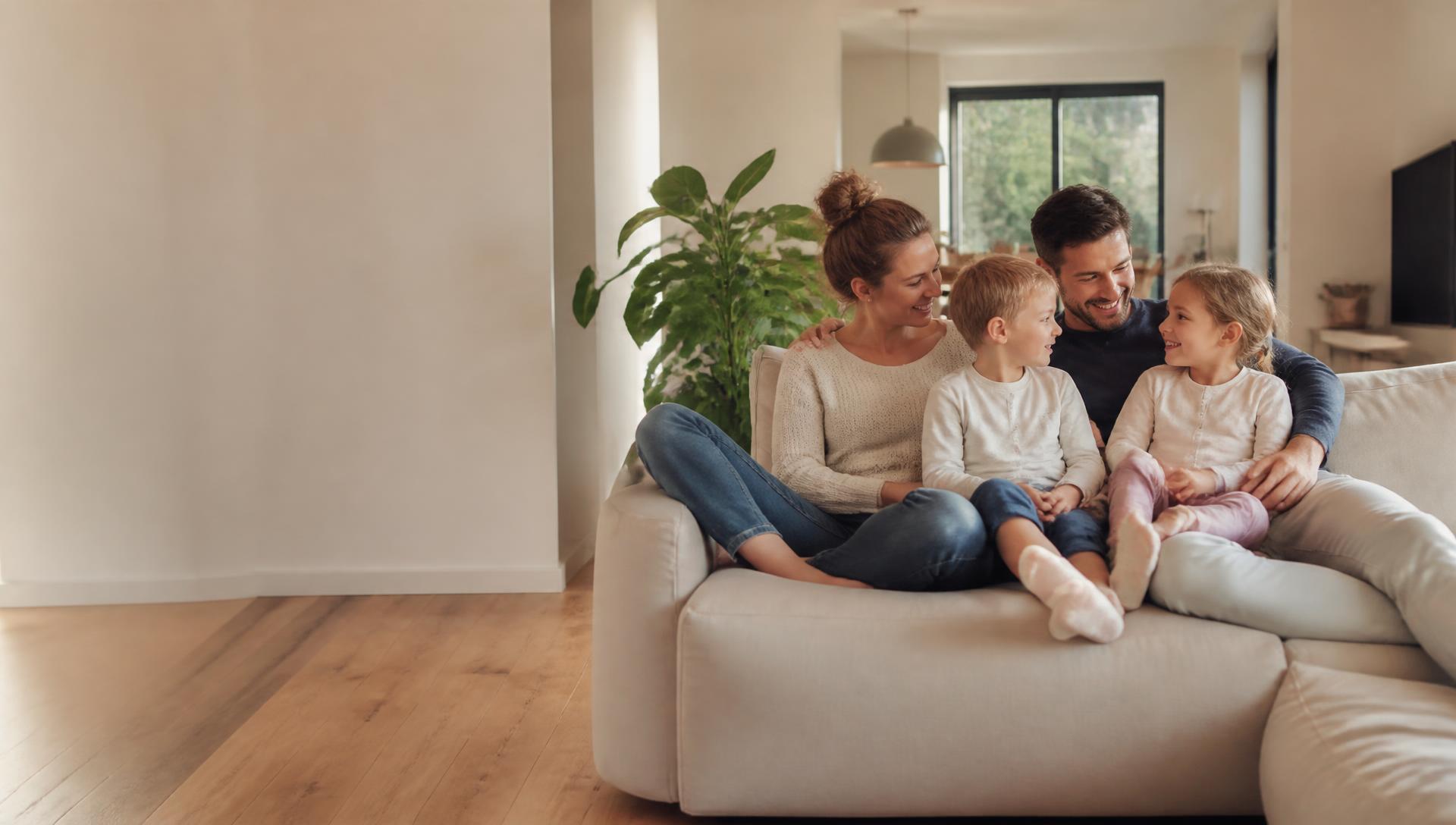 Familie entspannt zuhause — abgesichert mit cleverV